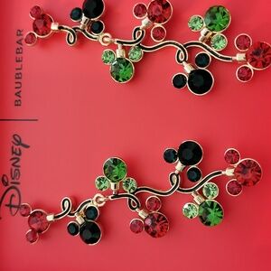 Disney green red gem mickey earrings